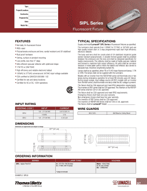 Lumacell SIPL Series Fluorescent Fixture Specification