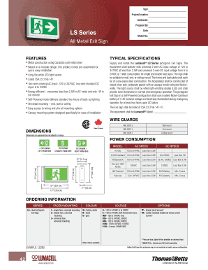 Lumacell LS Series Exit Sign Specification