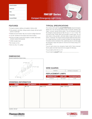 Lumacell RM18P Series Emergency Light Installation Form