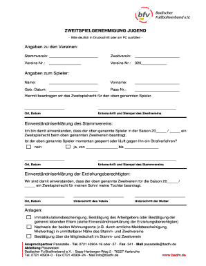 Zweitspielgenehmigung Jugend