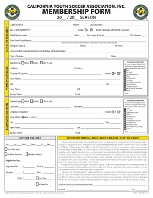 California Youth Soccer Association Membership Form