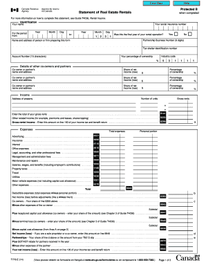 Canadian Real Estate Rental Income Statement