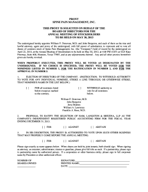Spine Pain Management Proxy Form