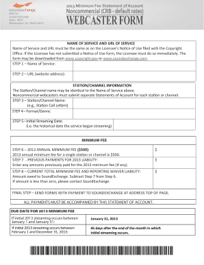2013 Noncommercial Webcaster Minimum Fee Statement