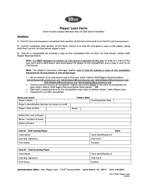 US Club Soccer Player Loan Form