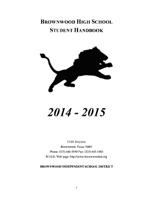 Brownwood High School Student Handbook Acknowledgment