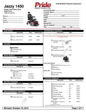 Jazzy 1450 Order Form