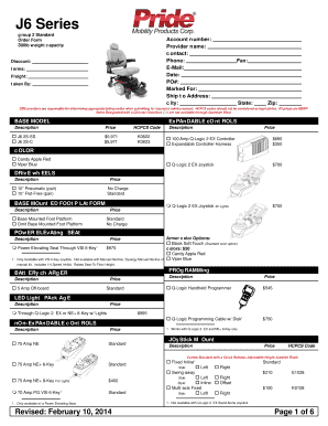 J6 Series Group 2 Standard Order Form
