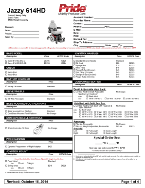 Jazzy 614HD Order Form