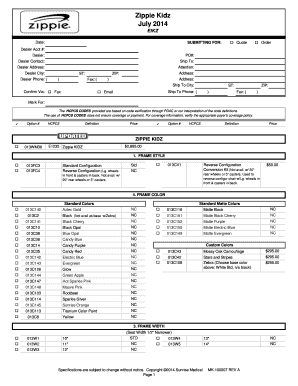 Zippie Kidz Wheelchair Order Form