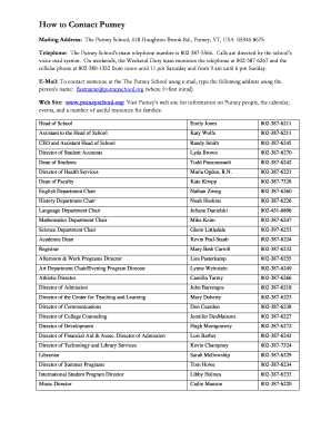 Mailing Address: The Putney School, 418 Houghton Brook Rd