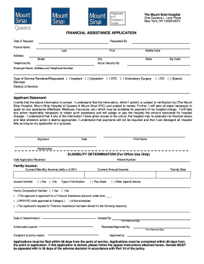 Mount Sinai Hospital Financial Assistance Application