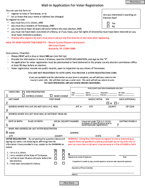 Tennessee Voter Registration Form