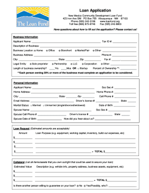 New Mexico Business Loan Application