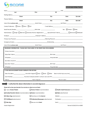 Patient Registration and Health History Form