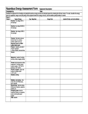 Hazardous Energy Assessment Form