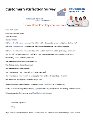 Home Inspection Customer Satisfaction Survey