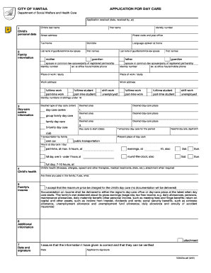 City of Vantaa Day Care Application