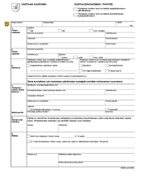 Vantaa Municipal Daycare Subsidy Application