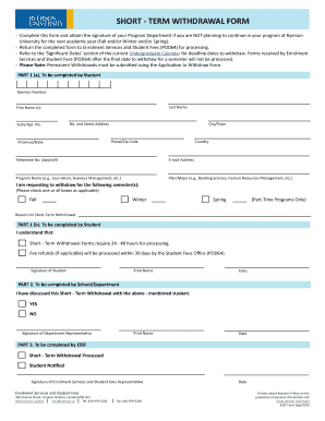 Short-Term Withdrawal Form
