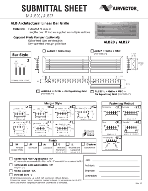 Submittal Sheet for Architectural Linear Bar Grille