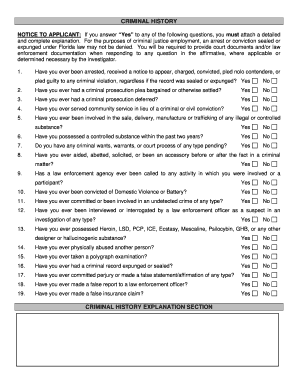Criminal History Disclosure Form