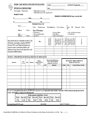 Home Care Medication Reconciliation Form