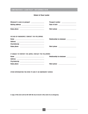 Emergency Contact Information Form