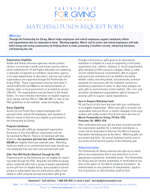 Merck Matching Funds Request Form