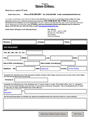 Death Notice Form