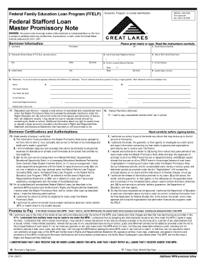 Federal Stafford Loan Master Promissory Note