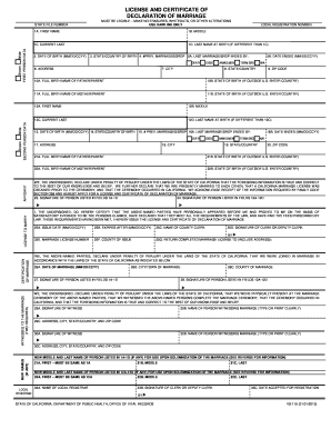 California License and Certificate of Declaration of Marriage