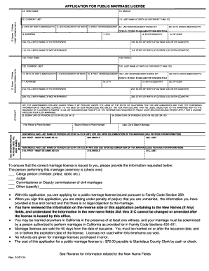 California Public Marriage License Application