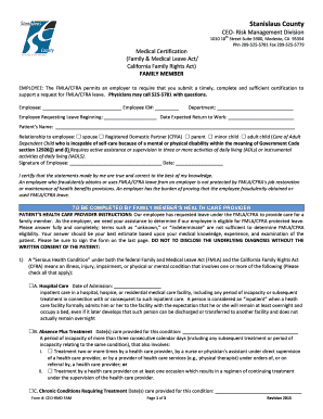 Medical Certification Form for FMLA/CFRA Leave