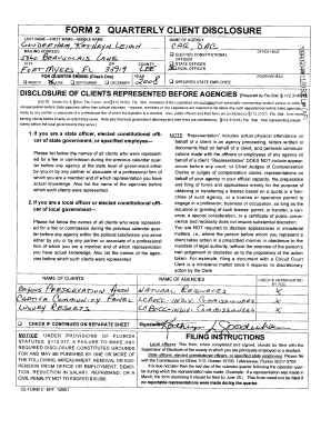 Florida Quarterly Client Disclosure Form