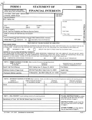 Florida Financial Interests Form 1
