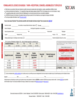 Formulaire de licence de musique - Tarif 8