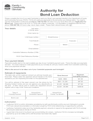 Bond Loan Deduction Authorisation Form