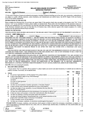 Washington Seller Disclosure Statement