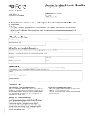 Fora AB Main Administrator Registration Form