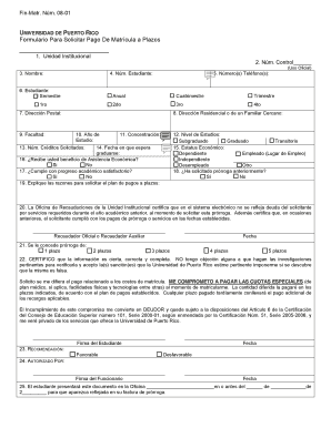 Formulario Para Solicitar Pago De Matrícula a Plazos