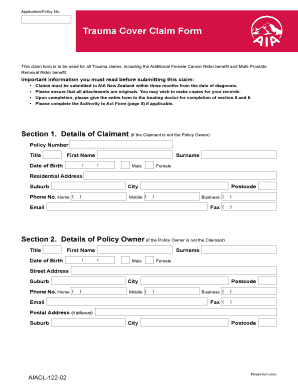 Trauma Cover Claim Form