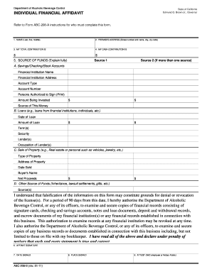 California Individual Financial Affidavit