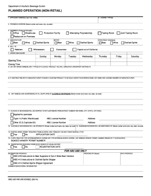 California Non-Retail Alcohol License Application