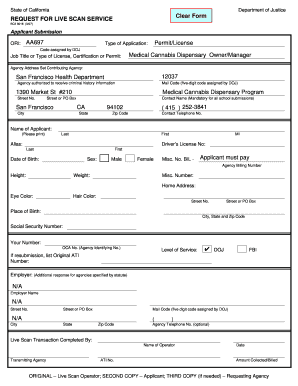 California Live Scan Service Request Form