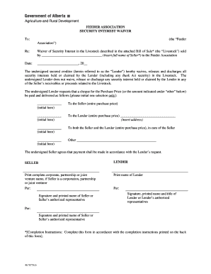 Security Interest Waiver for Livestock