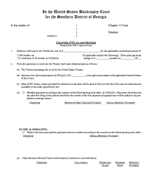 Chapter 13 Bankruptcy Plan and Motion