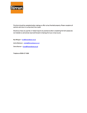 Freehold Property Purchase Proposal Form