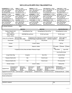 California Workers' Compensation File Transmittal Form
