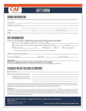 CAF America Gift Form